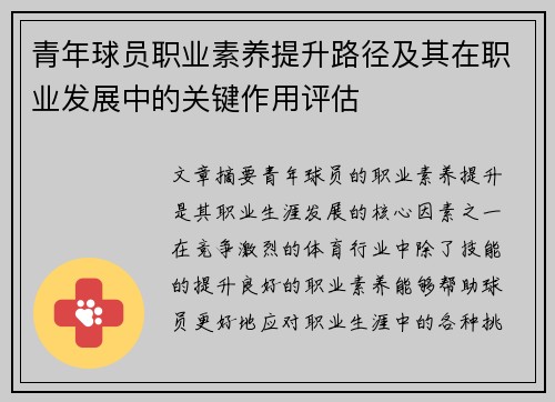 青年球员职业素养提升路径及其在职业发展中的关键作用评估 青年球员职业素养提升路径及其在职业发展中的关键作用评估